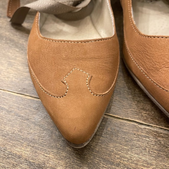 Free People brown suede flats with lace up ties size 40 9.5 womens.  Ballerina. - Picture 3 of 8
